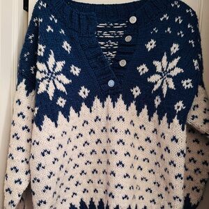 Vintage Handmade 100% Wool Nordic Sweater